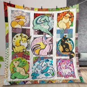 Pokemon Eevee Evolution 3D Quilt Gift For Christmas Birthday Thanksgiving