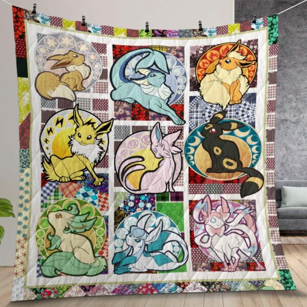 Pokemon Eevee Evolution Quilt Gift For Christmas Birthday Halloween