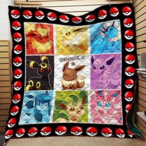 Pokemon Eevee Evolution Quilt Gift For Christmas Black Friday Thanksgiving
