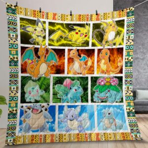 Pokemon Evolution Quilt Gift For Christmas Birthday Thanksgiving