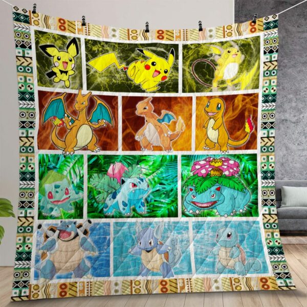 Pokemon Evolutions Quilt Gift For Christmas Birthday Halloween