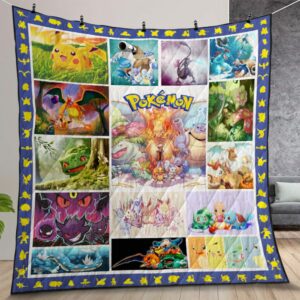 Pokemon Quilt Gift For Christmas Birthday Halloween