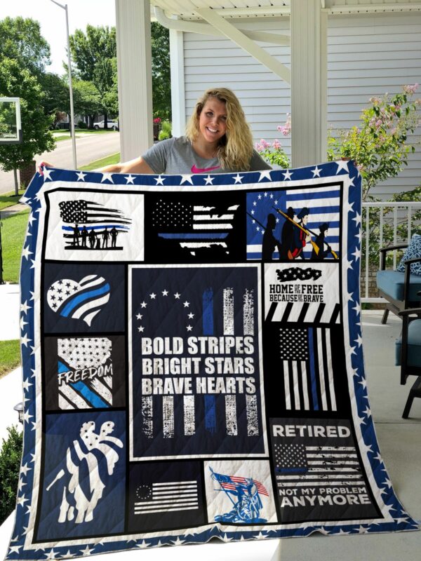 Police Us Flag Retired Not My Problem Anymore Quilt Gift For Christmas Black Friday Thanksgiving