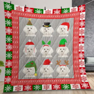 Poodles Christmas Quilt Gift For Christmas Birthday Thanksgiving