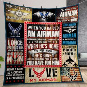 Proud Air Force Mom Quilt Gift For Christmas Birthday Thanksgiving