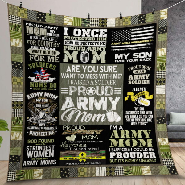 Proud Army Mom Quilt Gift For Christmas Birthday Thanksgiving