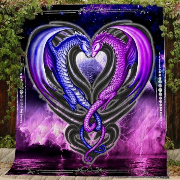 Purple Dragon Love Quilt Gift For Christmas Black Friday Thanksgiving