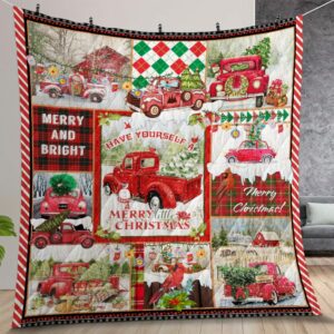 Red Truck Christmas Quilt Gift For Christmas Birthday Thanksgiving
