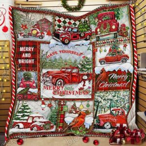 Red Truck Christmas Quilt Gift For Christmas Black Friday Thanksgiving