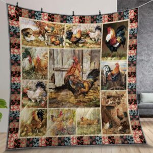 Rooster Pictures Quilt Gift For Christmas Birthday Thanksgiving