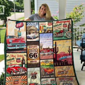 Route 66 Quilt Gift For Christmas Black Friday Thanksgiving