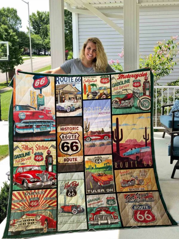 Route 66 Quilt Gift For Christmas Black Friday Thanksgiving