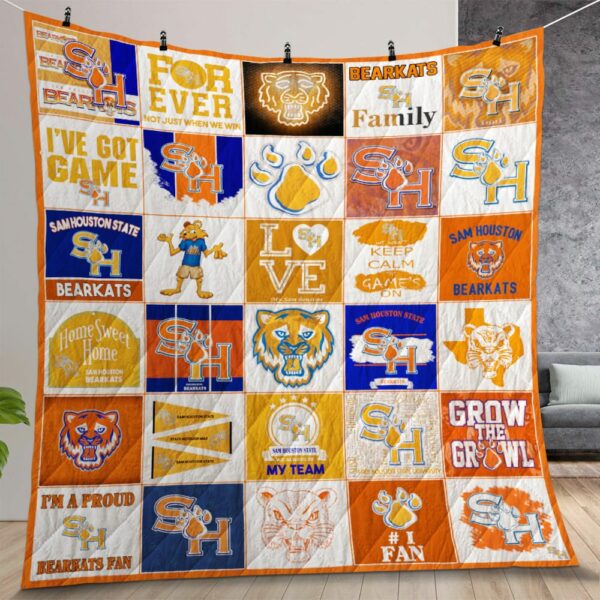Sam Houston State Bearkats Quilt Gift For Christmas Birthday Thanksgiving