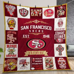 San Francisco 49ers Quilt Gift For Christmas Birthday Thanksgiving Version 4