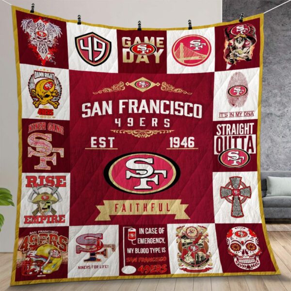San Francisco 49ers Quilt Gift For Christmas Birthday Thanksgiving Version 4