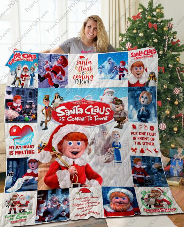 Santa Claus Is Comin To Town Quilt Gift For Family On Christmas Black Friday Cyber Monday