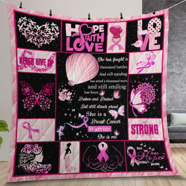 She Is Breast Cancer Warrior She Is Me Quilt Gift For Christmas Birthday Thanksgiving