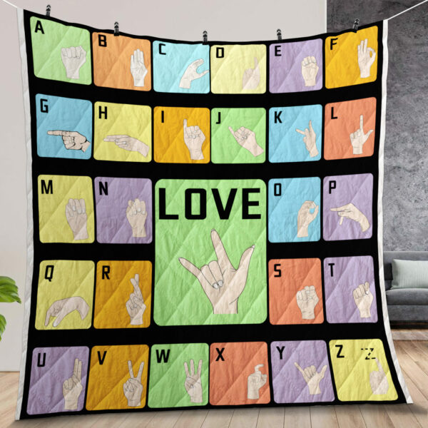 Sign Language I Love You Customized Quilt Gift For Fans Christmas Black Friday