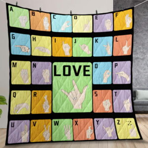 Sign Language I Love You Quilt Gift For Christmas Birthday Halloween