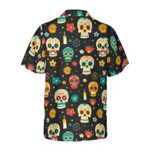 Skull Day Of The Dead Pattern Flower Hawaiian Shirt 2