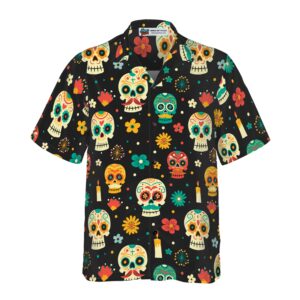 Skull Day Of The Dead Pattern Flower Hawaiian Shirt 4