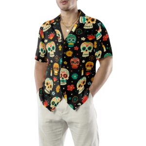 Skull Day Of The Dead Pattern Flower Hawaiian Shirt 5