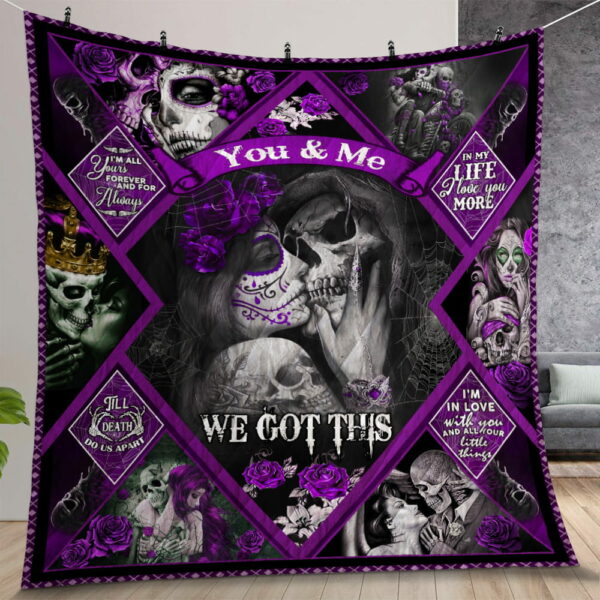 Skull Husband And Wife Till Death Quilt Gift For Christmas Birthday Thanksgiving
