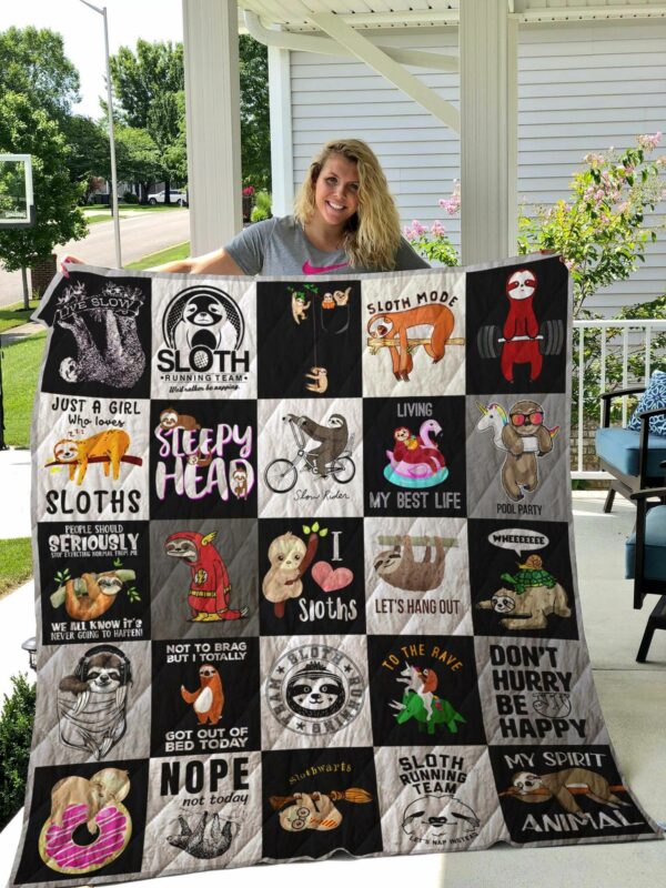 Sloth Dont Hurry Be Happy Quilt Gift For Christmas Black Friday Thanksgiving