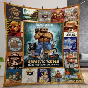 Smokey Bear Quilt Gift For Christmas Birthday Thanksgiving Ver 2