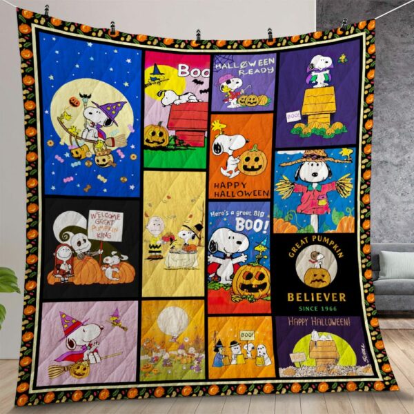 Snoopy Halloween Quilt Gift For Christmas Birthday Thanksgiving