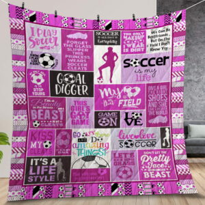 Soccer Is My Life Pink Quilt Gift For Christmas Birthday Halloween