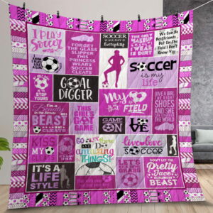 Soccer Is My Life Pink Quilt Gift For Christmas Birthday Thanksgiving