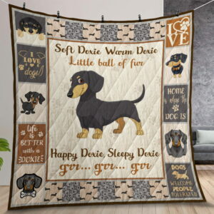Soft Warm Happy Dachshund Little BaOf Fur Quilt Gift For Christmas Birthday Thanksgiving
