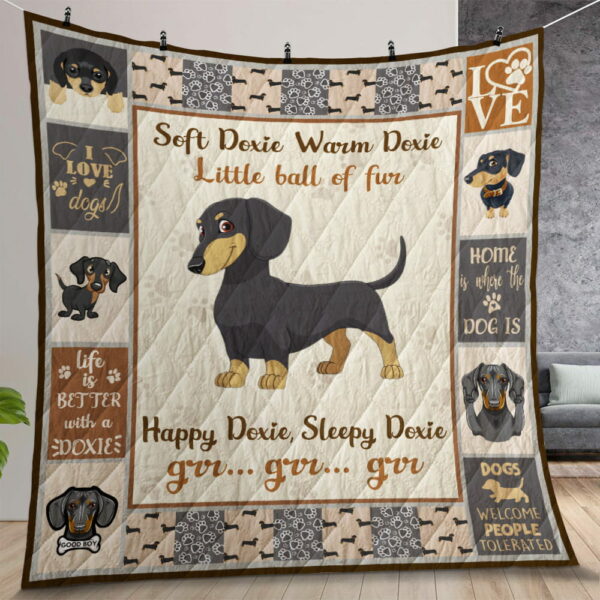 Soft Warm Happy Dachshund Little BaOf Fur Quilt Gift For Christmas Birthday Thanksgiving