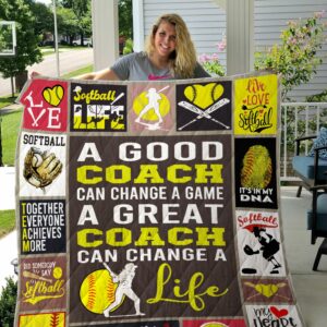 Softball A Good Coach Can Change A Game Quilt Gift For Christmas Black Friday Thanksgiving