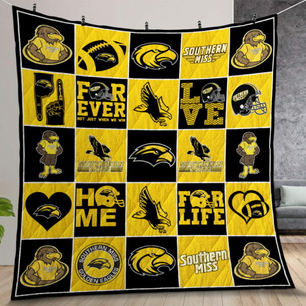 Southern Miss Golden Eagles V1 Quilt Gift For Christmas Birthday Thanksgiving
