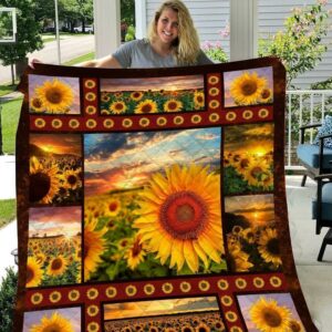 Sun Sunflowers Quilt Gift For Christmas Black Friday Thanksgiving