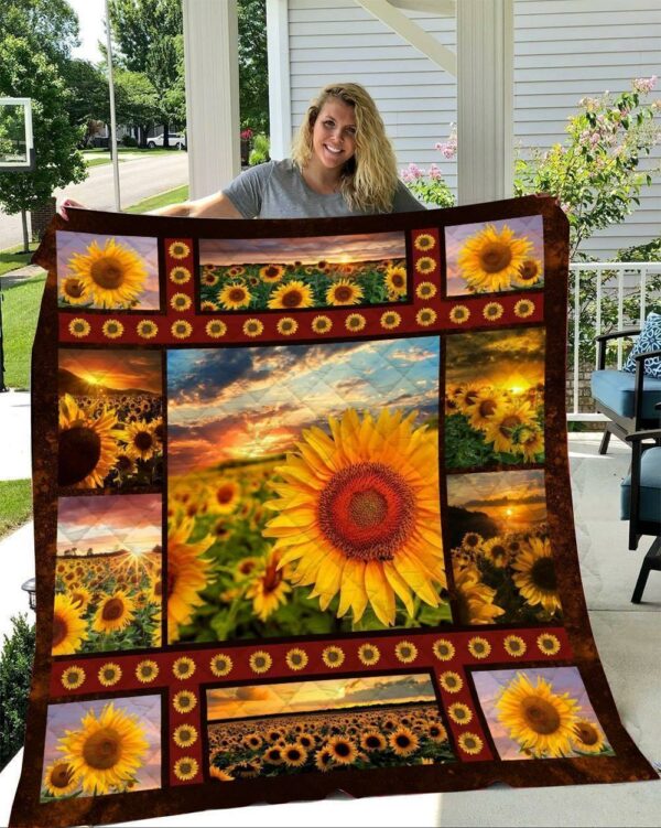 Sun Sunflowers Quilt Gift For Christmas Black Friday Thanksgiving