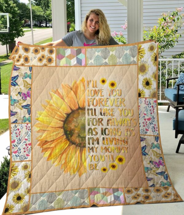 Sunflower Mom Love You Forever Quilt Gift For Christmas Black Friday Thanksgiving