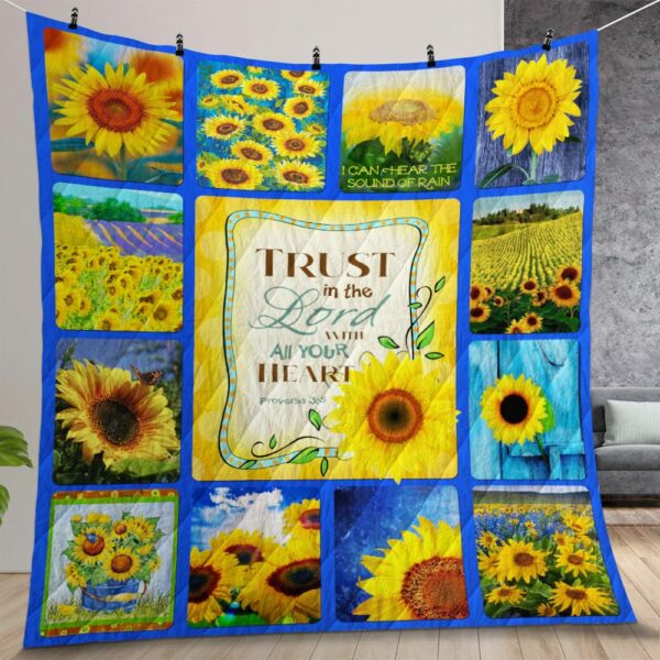 Sunflowers Trust In The Lord Quilt Gift For Christmas Birthday Thanksgiving