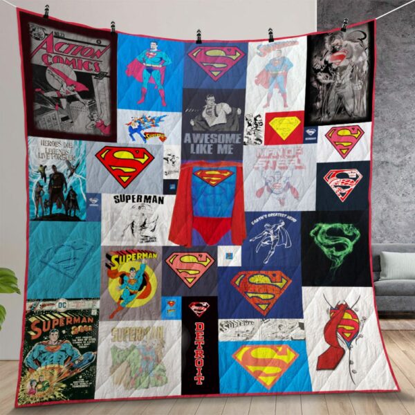 Superman Fabric 3d Quilt Gift For Christmas Birthday Thanksgiving