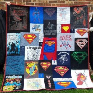 Superman Fabric Soft Quilt Gift For Family On Christmas