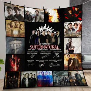 Supernatural 15 Years 15 Season Posters Quilt Gift For Christmas Birthday Halloween