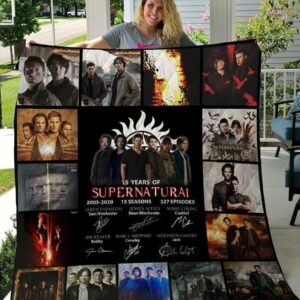 Supernatural 15 Years 15 Season Posters Quilt Gift For Christmas Black Friday Thanksgiving