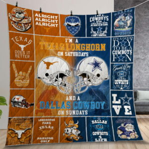 Texas Longhorns Amp Dallas Cowboy Quilt Gift For Christmas Birthday Thanksgiving