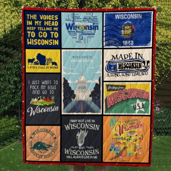 The Voices In My Heart Keep Telling Me To Go To Wisconsin Quilt Gift For Family On Christmas Black Friday Cyber Monday