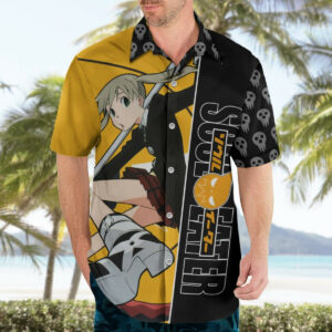 Albarn Maka Soul Eater Hawaiian Shirt Anime Art Mix With Skull Pattern 3