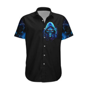 Blue Flame Skull Hawaiian Shirt Blood Make You Related 2