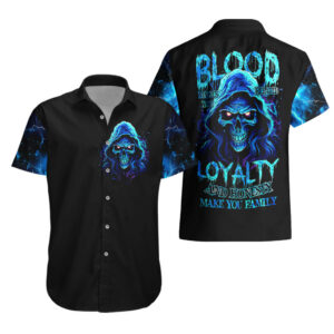 Blue Flame Skull Hawaiian Shirt Blood Make You Related 3