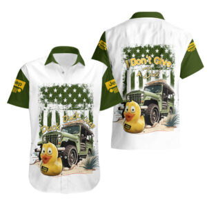 Duck Duck Jeep Hawaiian Shirt I Dont Give A Duck Mix Green American Flag 3